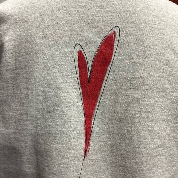 Victoria 1/2 Zip Heart Fleece Gray and Red Sweatshirt - Picture 5 of 12